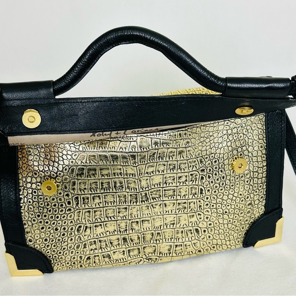 FOLEY & CORINNA Crossbody/Clutch bag Y2K Gold Embossed Croc and Black Purse - Picture 5 of 16